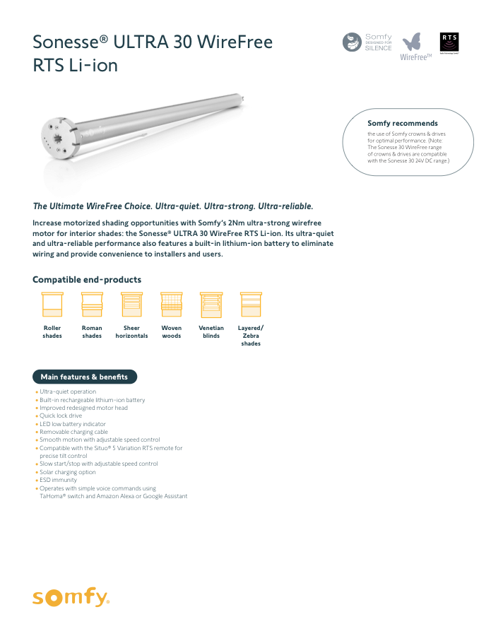 Sonesse ULTRA 30 WireFree RTS (Li-ion) flyer cover