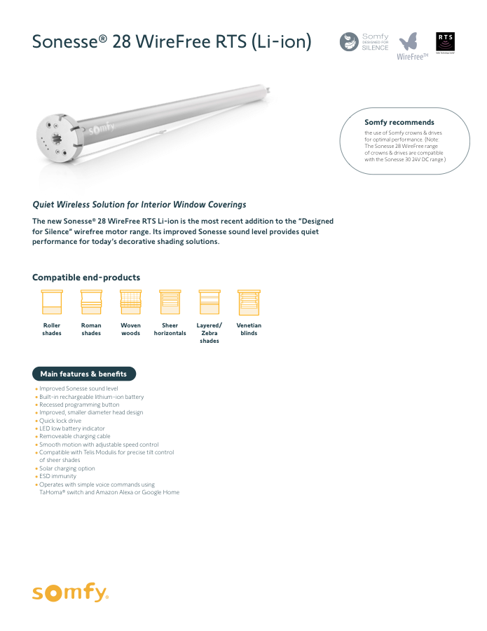 Sonesse 28 WireFree RTS (Li-ion) flyer cover