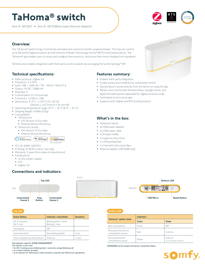 TaHoma Switch flyer cover